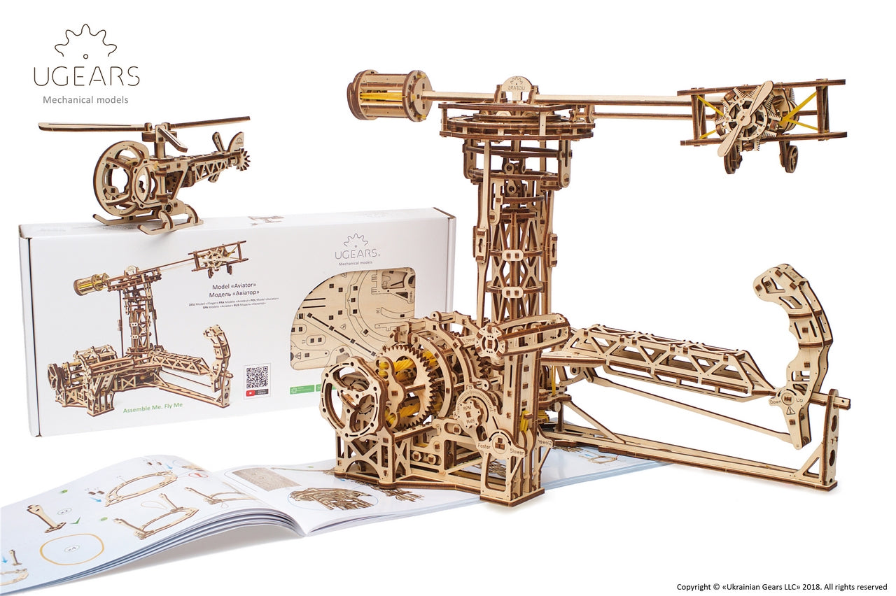 Ugears Aviator ★Mechanical 3D Puzzle Kit Model Toys Gift Present Birthday Xmas Christmas Kids Adults