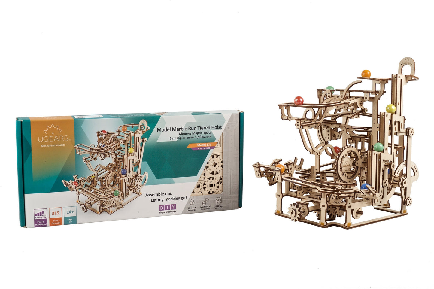 Ugears Marble Run Tiered Hoist ★Mechanical 3D Puzzle Kit Model Toys Gift Present Birthday Xmas Christmas Kids Adults