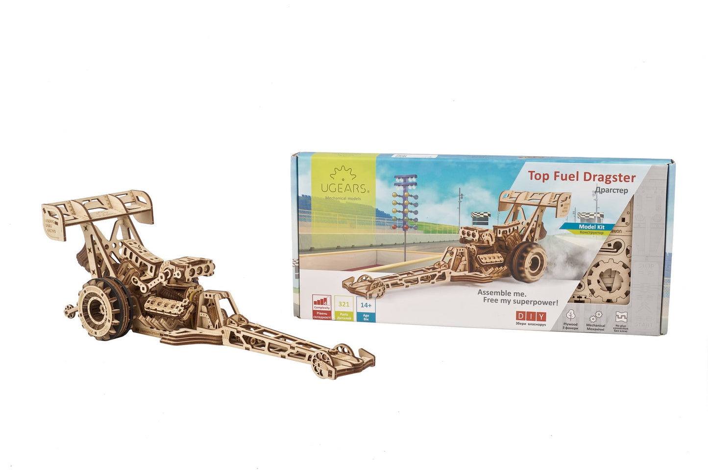 Ugears Top Fuel Dragster ★Mechanical 3D Puzzle Kit Model Toys Gift Present Birthday Xmas Christmas Kids Adults