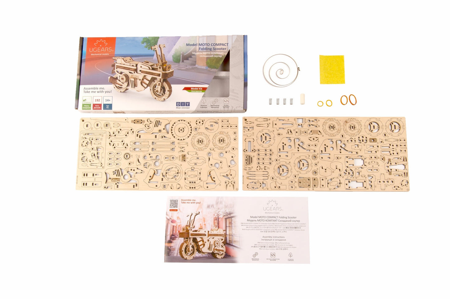 Ugears Moto Compact Folding Scooter ★Mechanical 3D Puzzle Kit Model Toys Gift Present Birthday Xmas Christmas Kids Adults