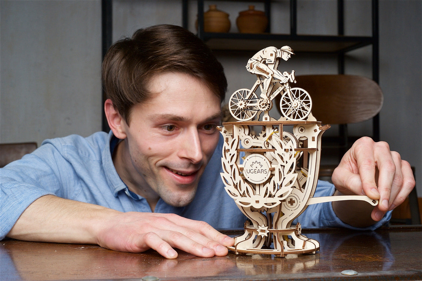 Ugears Automation Cyclist ★Mechanical 3D Puzzle Kit Model Toys Gift Present Birthday Xmas Christmas Kids Adults