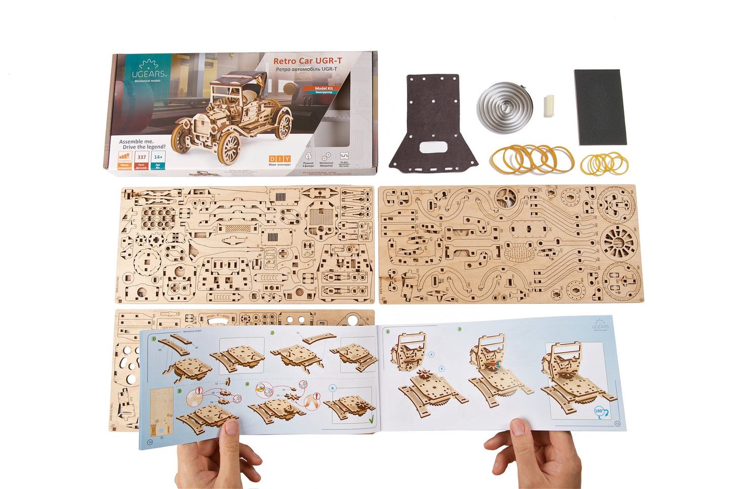 Ugears Retro Car UGT-T ★Mechanical 3D Puzzle Kit Model Toys Gift Present Birthday Xmas Christmas Kids Adults