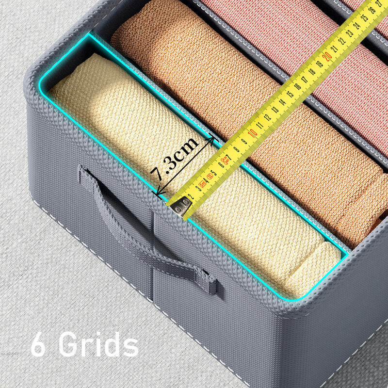 Foldable Clothes Storage Box Wardrobe Organizer w/ 6 7 9 Grids for Jeans Shirts Pants Drawer Cabinet