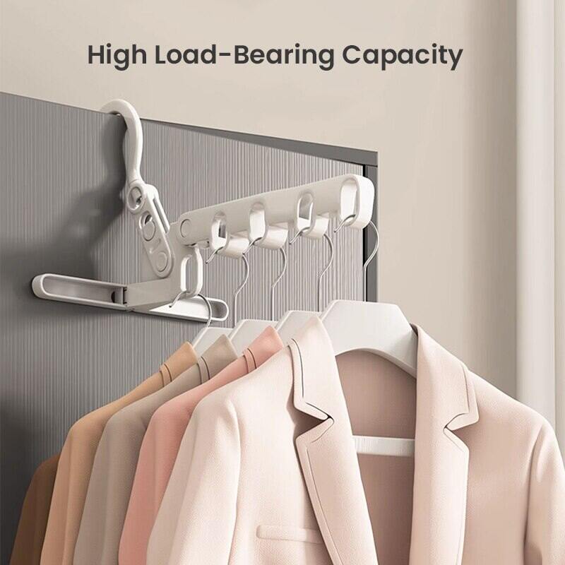 Portable Foldable Travel Hanger Folding Clothes Drying Rack Hanging with 5 Holes for Hotel Camping Travel Space Saving