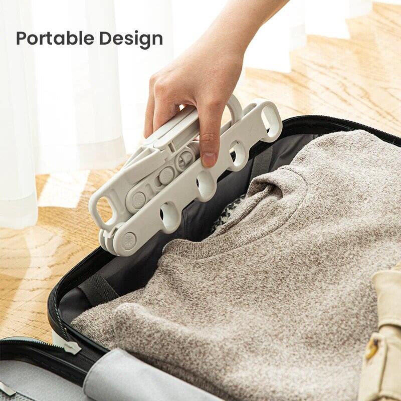 Portable Foldable Travel Hanger Folding Clothes Drying Rack Hanging with 5 Holes for Hotel Camping Travel Space Saving