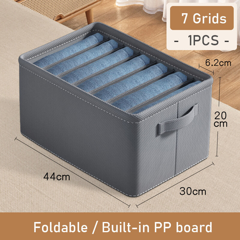Foldable Clothes Storage Box Wardrobe Organizer w/ 6 7 9 Grids for Jeans Shirts Pants Drawer Cabinet