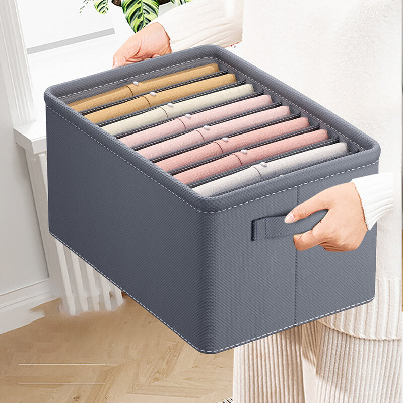 Foldable Clothes Storage Box Wardrobe Organizer w/ 6 7 9 Grids for Jeans Shirts Pants Drawer Cabinet
