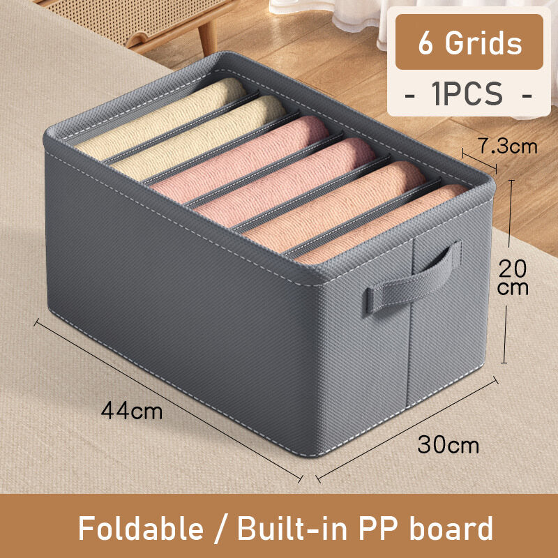 Foldable Clothes Storage Box Wardrobe Organizer w/ 6 7 9 Grids for Jeans Shirts Pants Drawer Cabinet