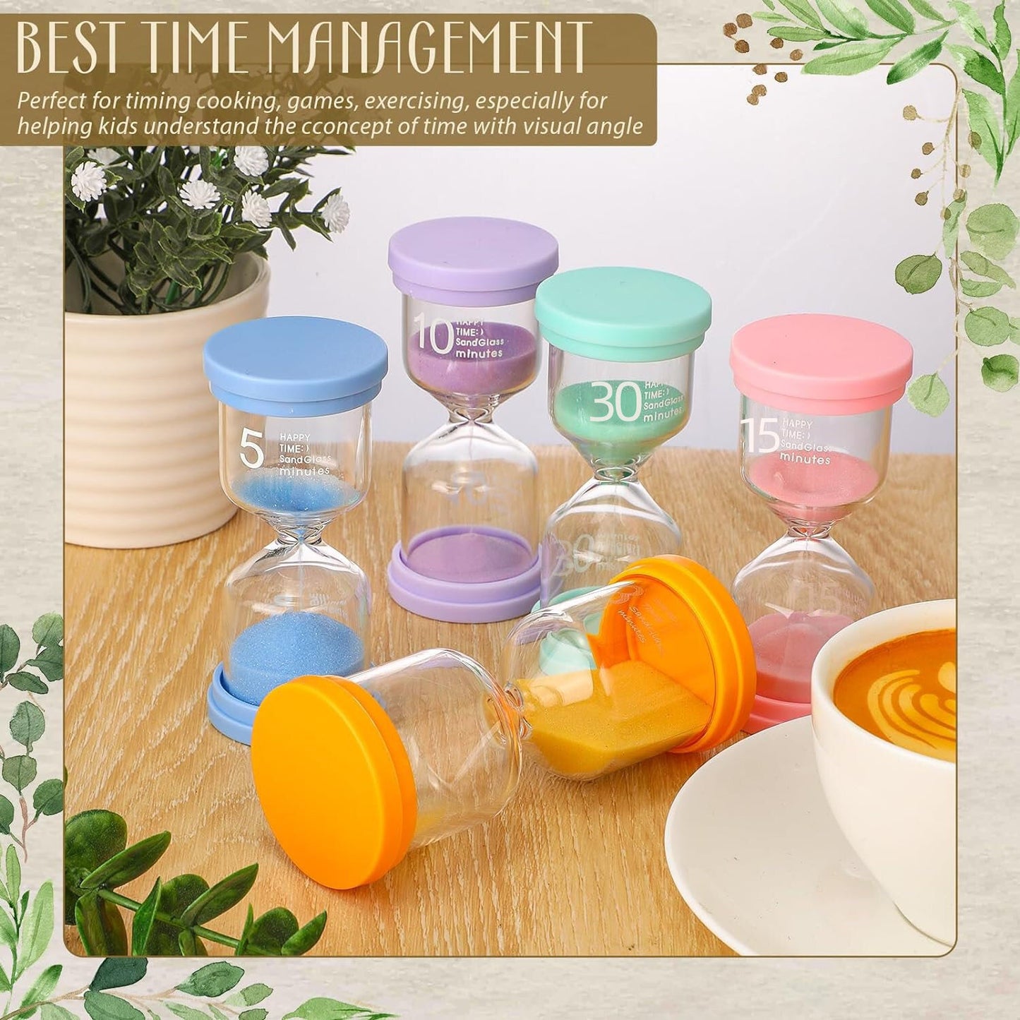 1 3 5 10 15 20 30 Min Sand Timer Hourglass Sandglass Clock Kids Game Kitchen Home Decor Teaching Aid