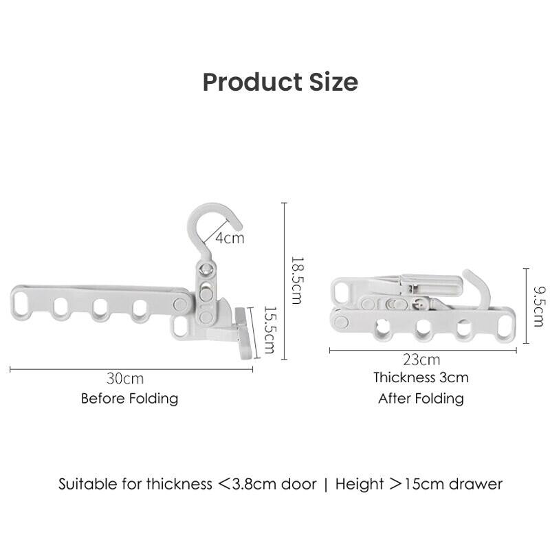 Portable Foldable Travel Hanger Folding Clothes Drying Rack Hanging with 5 Holes for Hotel Camping Travel Space Saving