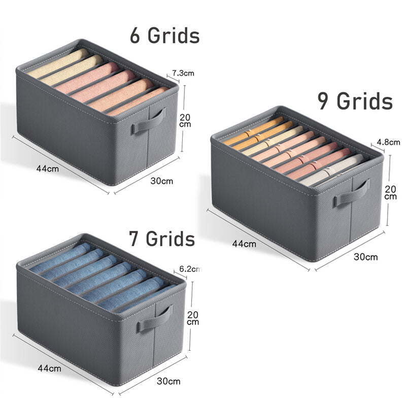 Foldable Clothes Storage Box Wardrobe Organizer w/ 6 7 9 Grids for Jeans Shirts Pants Drawer Cabinet