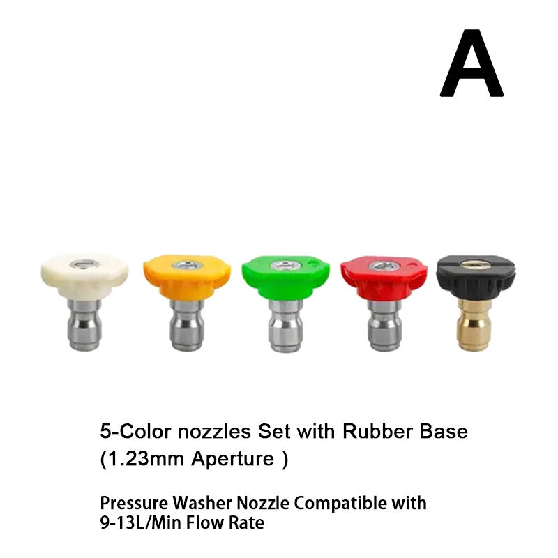 5pc High Pressure Washer Nozzle 1/4" Quick Connect Set for Jet Water Spray Gun Kit Car Wash Cleaning