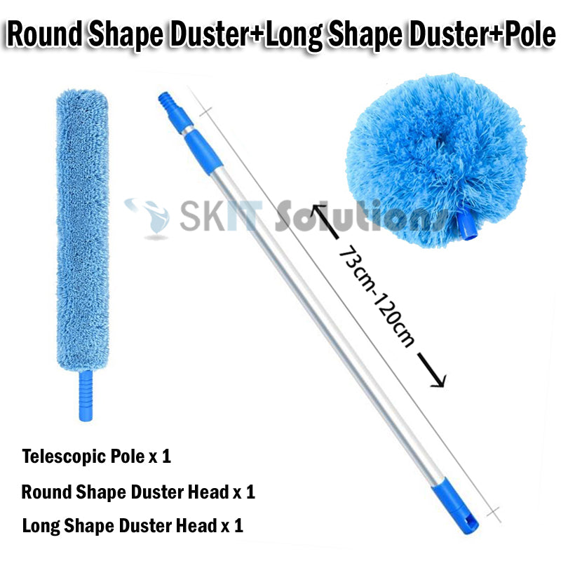 Ceiling Fan Duster w/ Extendable Pole Absorb Dust Telescopic Rod Washable Fiber Aircon Wall Cleaner Cleaning Brush Tools