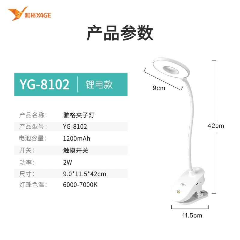 Rechargeable USB Led Table Desk Lamps Light 3 Modes Clip Reading Built In Battery Light Weight