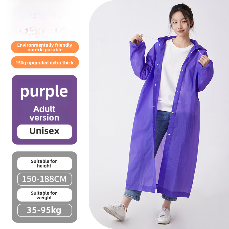 Extra Thick EVA Raincoat Waterproof Non-Disposable Poncho Rain Coat Breathable Unisex for Adult Kids