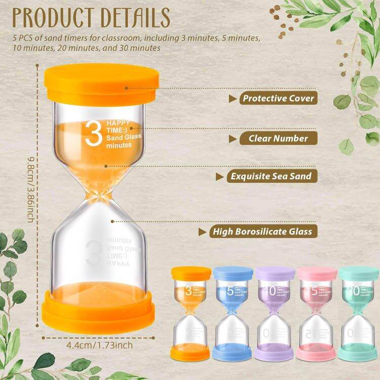 1 3 5 10 15 20 30 Min Sand Timer Hourglass Sandglass Clock Kids Game Kitchen Home Decor Teaching Aid