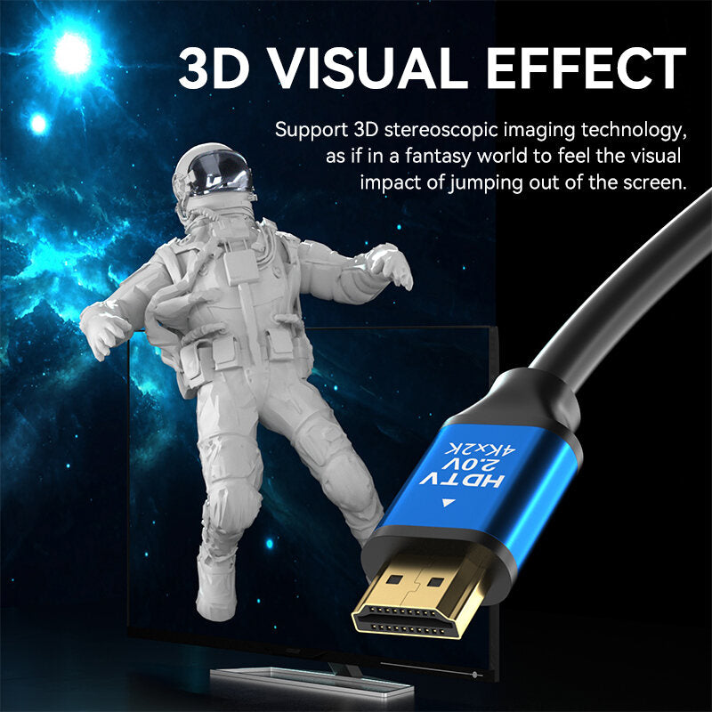 High-Speed 4K HDMI Cable V2.0 24K Gold-Plated Connector Ethernet 3D Ultra HD 60Hz 18Gbps HDTV PS3