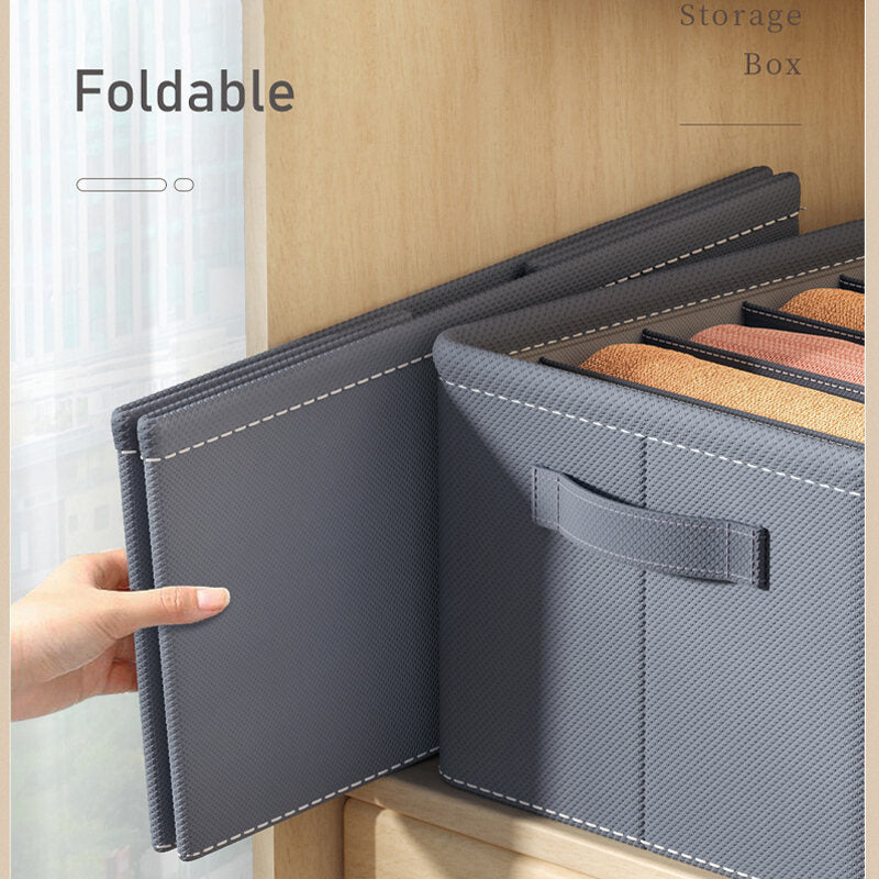 Foldable Clothes Storage Box Wardrobe Organizer w/ 6 7 9 Grids for Jeans Shirts Pants Drawer Cabinet