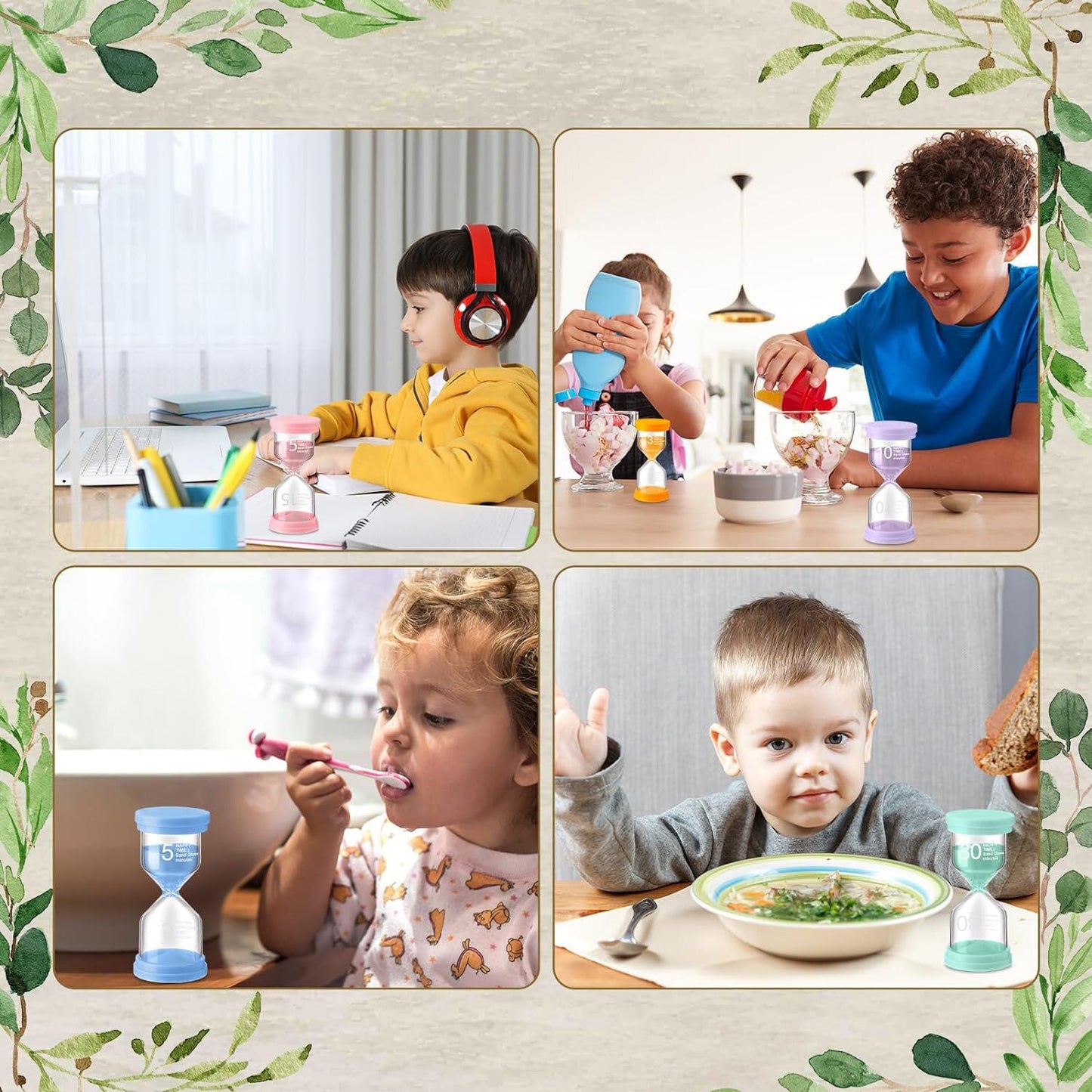 1 3 5 10 15 20 30 Min Sand Timer Hourglass Sandglass Clock Kids Game Kitchen Home Decor Teaching Aid
