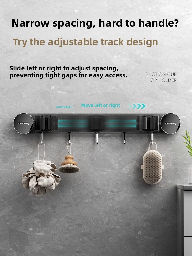 Suction Cup Broom Holder Wall Mounted No Drill Mop Brush Hanger Bathroom Storage Hook Cleaning Tool