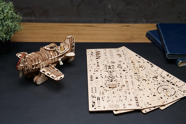 Ugears Mad Hornet Airplane ★Mechanical 3D Puzzle Kit Model Toys Gift Present Birthday Xmas Christmas Kids Adults