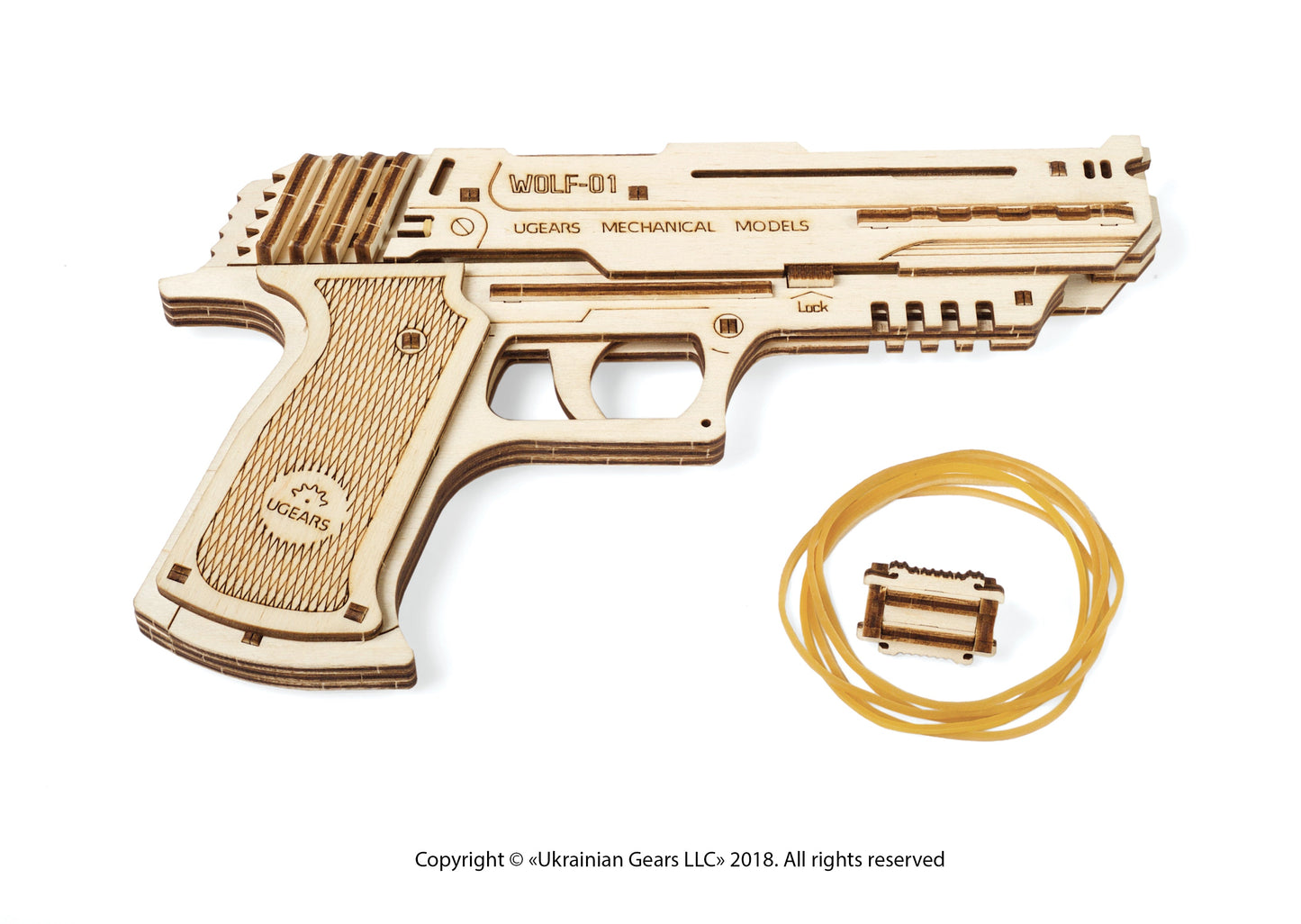 Ugears Wolf-01 Handgun ★Mechanical 3D Puzzle Kit Model Toys Gift Present Birthday Xmas Christmas Kids Adults