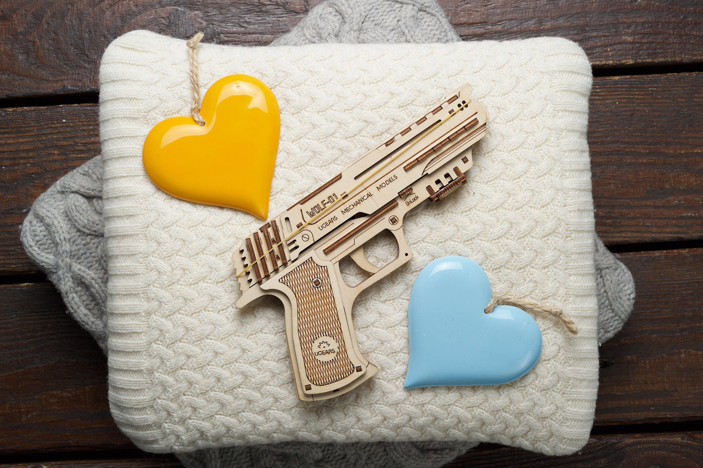 Ugears Wolf-01 Handgun ★Mechanical 3D Puzzle Kit Model Toys Gift Present Birthday Xmas Christmas Kids Adults