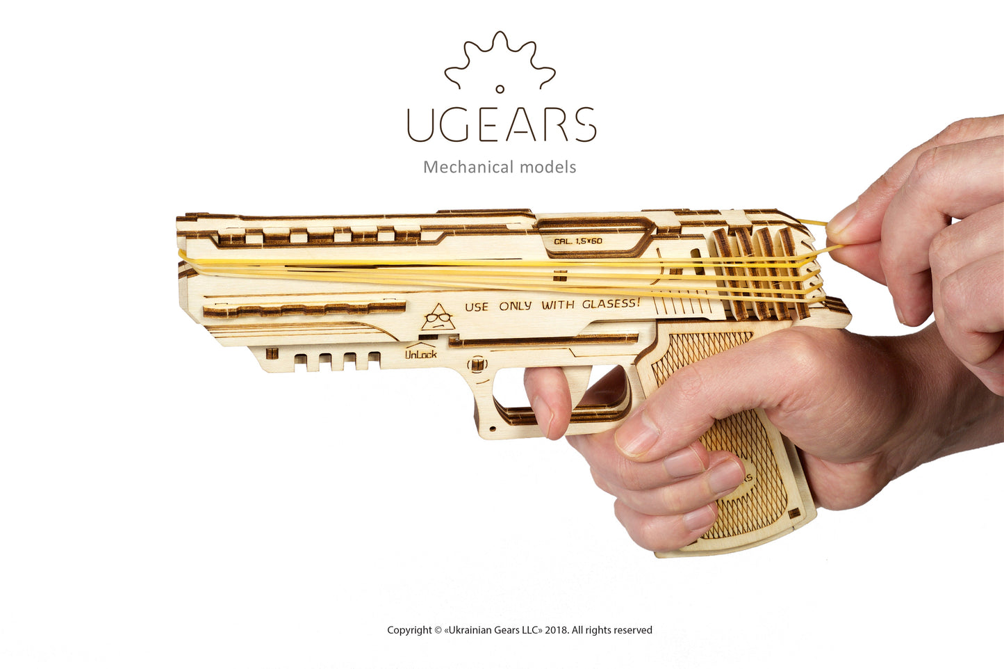 Ugears Wolf-01 Handgun ★Mechanical 3D Puzzle Kit Model Toys Gift Present Birthday Xmas Christmas Kids Adults