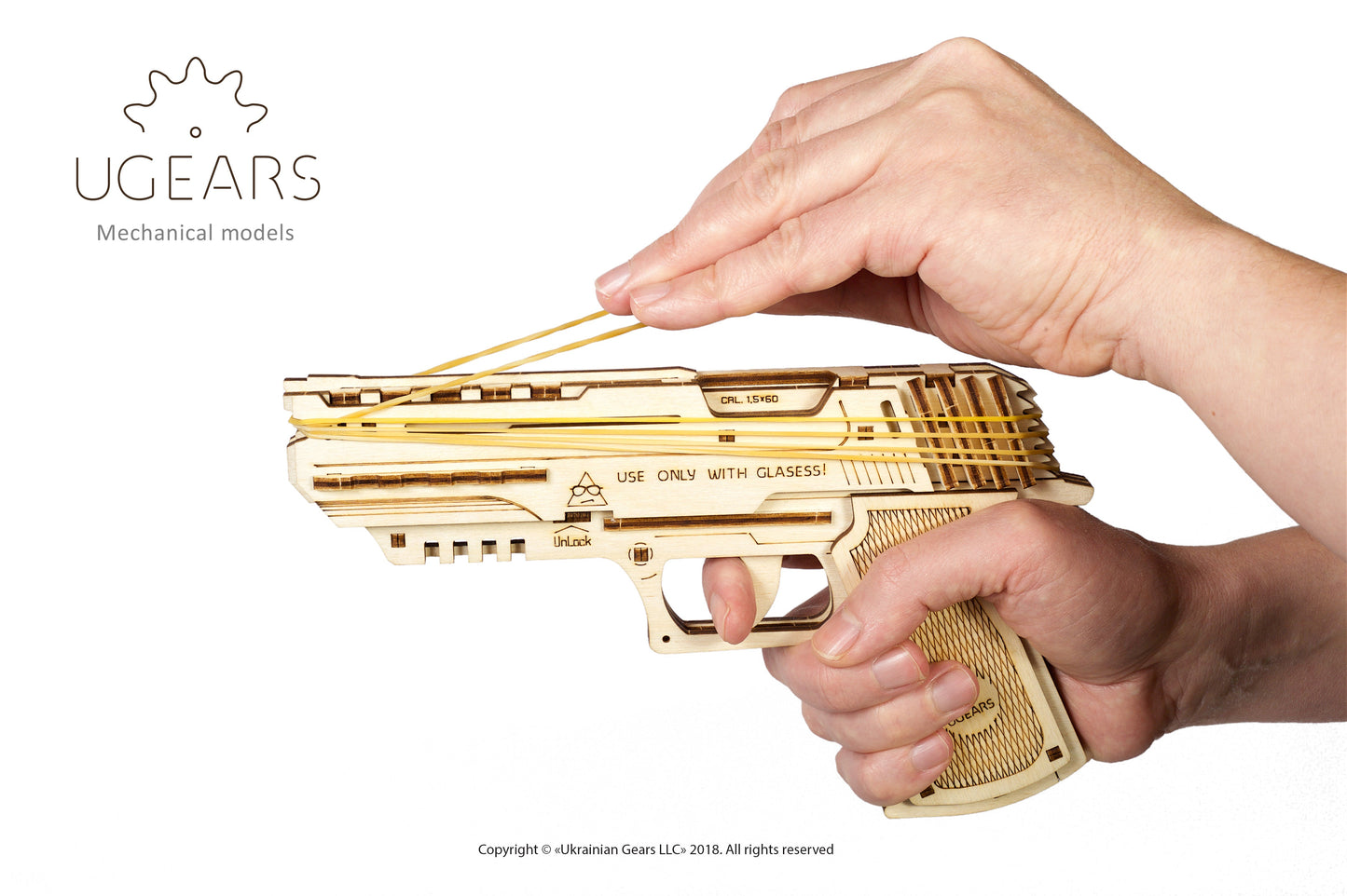 Ugears Wolf-01 Handgun ★Mechanical 3D Puzzle Kit Model Toys Gift Present Birthday Xmas Christmas Kids Adults