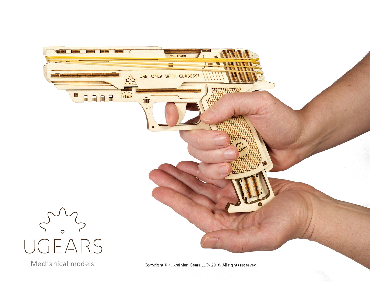 Ugears Wolf-01 Handgun ★Mechanical 3D Puzzle Kit Model Toys Gift Present Birthday Xmas Christmas Kids Adults