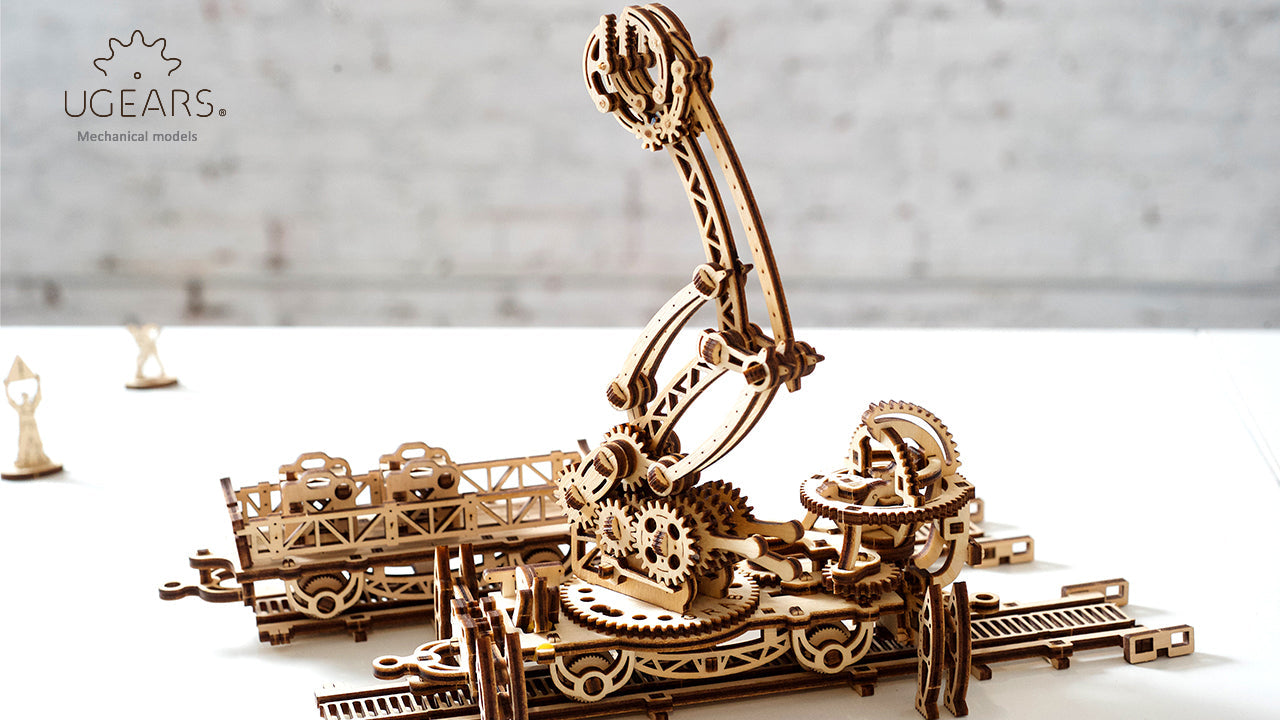 Ugears Mechanical Town Series - Rail Manipulator ★Mechanical 3D Puzzle Kit Model Toys Gift Present Birthday Xmas Christmas Kids Adults