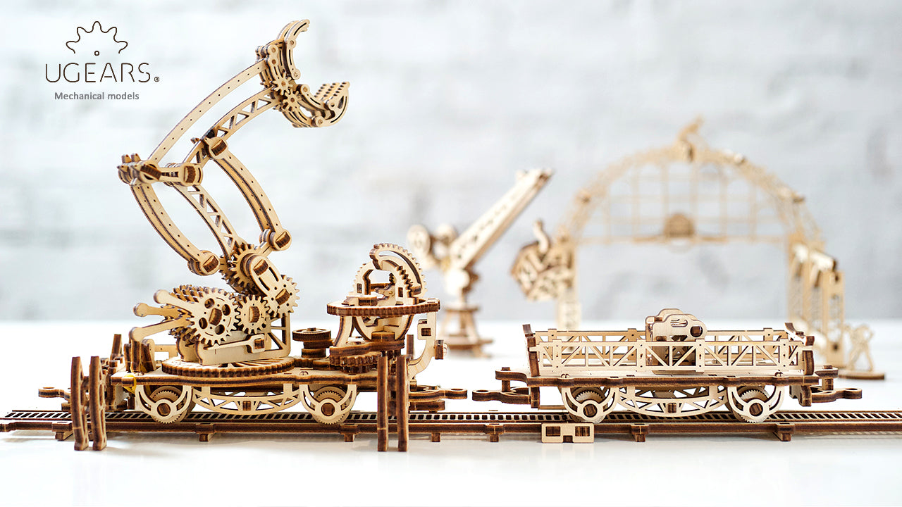 Ugears Mechanical Town Series - Rail Manipulator ★Mechanical 3D Puzzle Kit Model Toys Gift Present Birthday Xmas Christmas Kids Adults