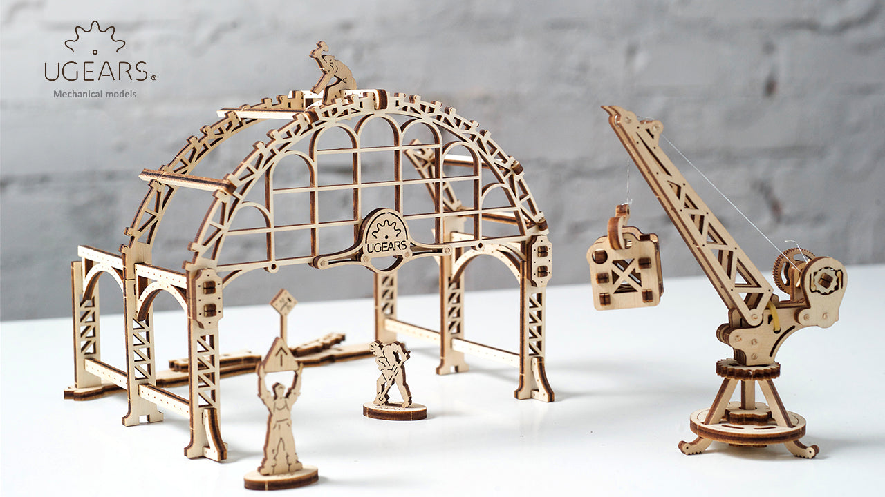 Ugears Mechanical Town Series - Rail Manipulator ★Mechanical 3D Puzzle Kit Model Toys Gift Present Birthday Xmas Christmas Kids Adults