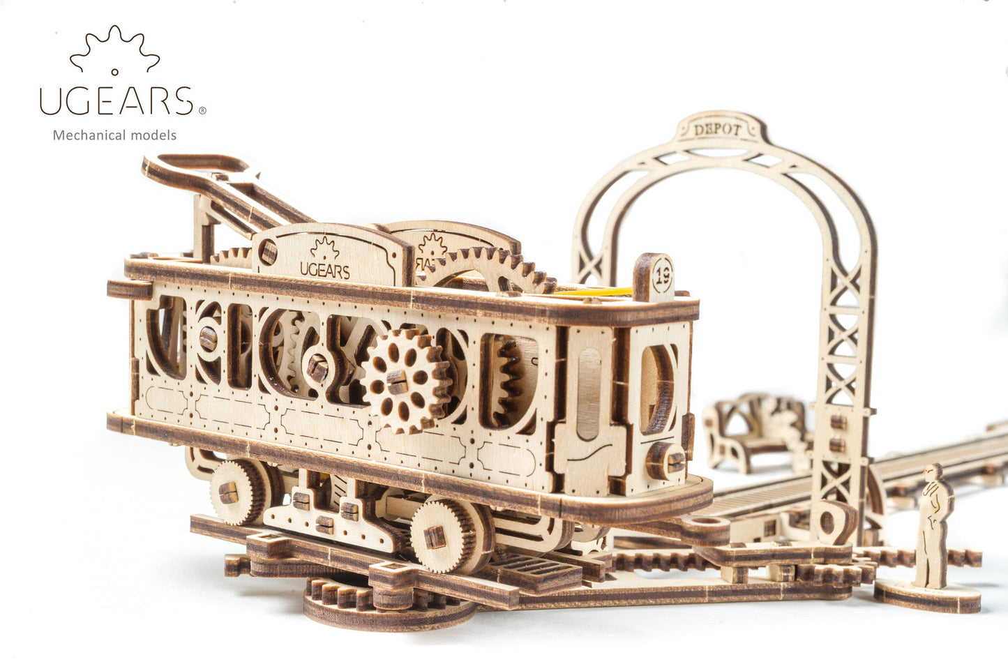 Ugears Mechanical Town Series - Tram Line Model ★Mechanical 3D Puzzle Kit Model Toys Gift Present Birthday Xmas Christmas Kids Adults