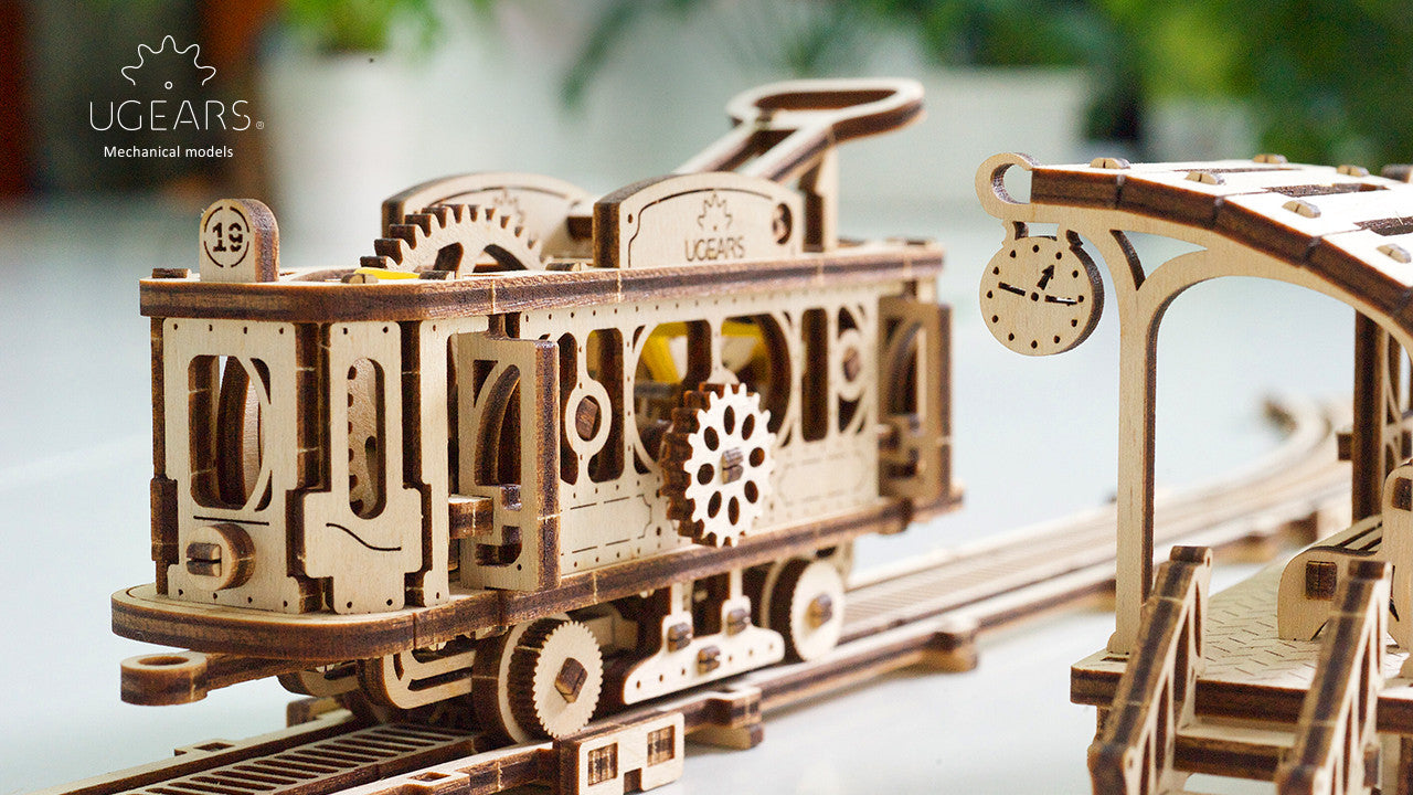 Ugears Mechanical Town Series - Tram Line Model ★Mechanical 3D Puzzle Kit Model Toys Gift Present Birthday Xmas Christmas Kids Adults