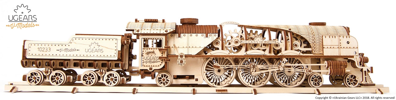 Ugears V-Express Steam Train With Tender ★Mechanical 3D Puzzle Kit Model Toys Gift Present Birthday Xmas Christmas Kids Adults