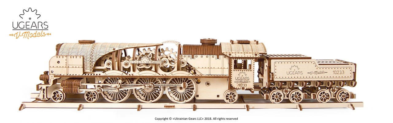 Ugears V-Express Steam Train With Tender ★Mechanical 3D Puzzle Kit Model Toys Gift Present Birthday Xmas Christmas Kids Adults