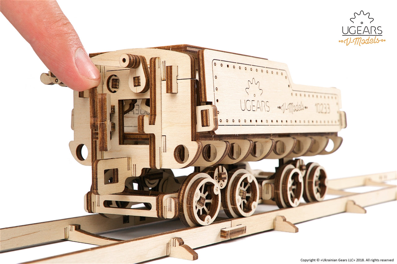 Ugears V-Express Steam Train With Tender ★Mechanical 3D Puzzle Kit Model Toys Gift Present Birthday Xmas Christmas Kids Adults