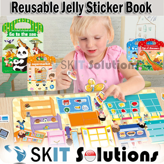 Children's Portable Jelly Sticker Book Reusable Stickers Early Education Educational Painting Cartoon Toys Kids Toddlers