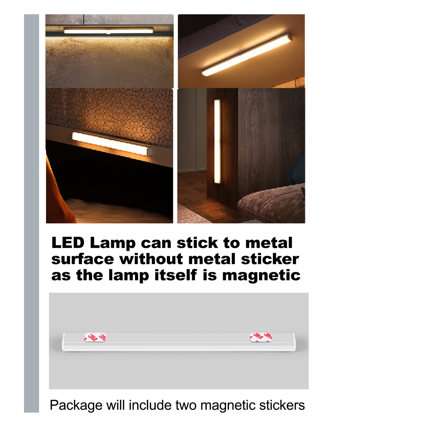 Rechargeable Wireless Motion Sensor Induction Night Light Portable LED Strip Lamp USB Recharging Battery