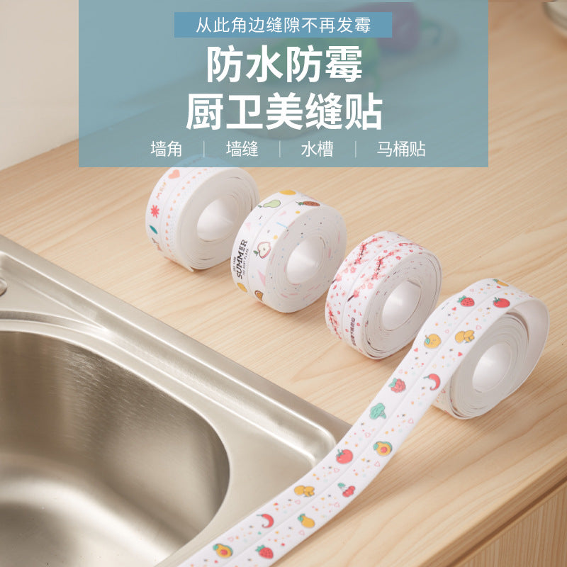 PVC Waterproof Self-Adhesive Sealing Wonder Tape Strip for Bathroom Bathtub Toilet Washing Basin Wall Kitchen Sink Stove Edge Countertop Floor Caulk