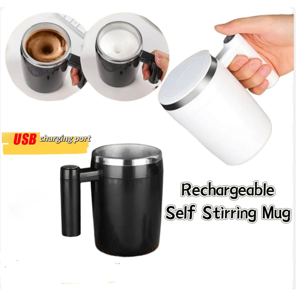 380ML Rechargeable Self-Stirring Mug 304 Stainless Steel Automatic Coffee Mixing Cup for Home Office