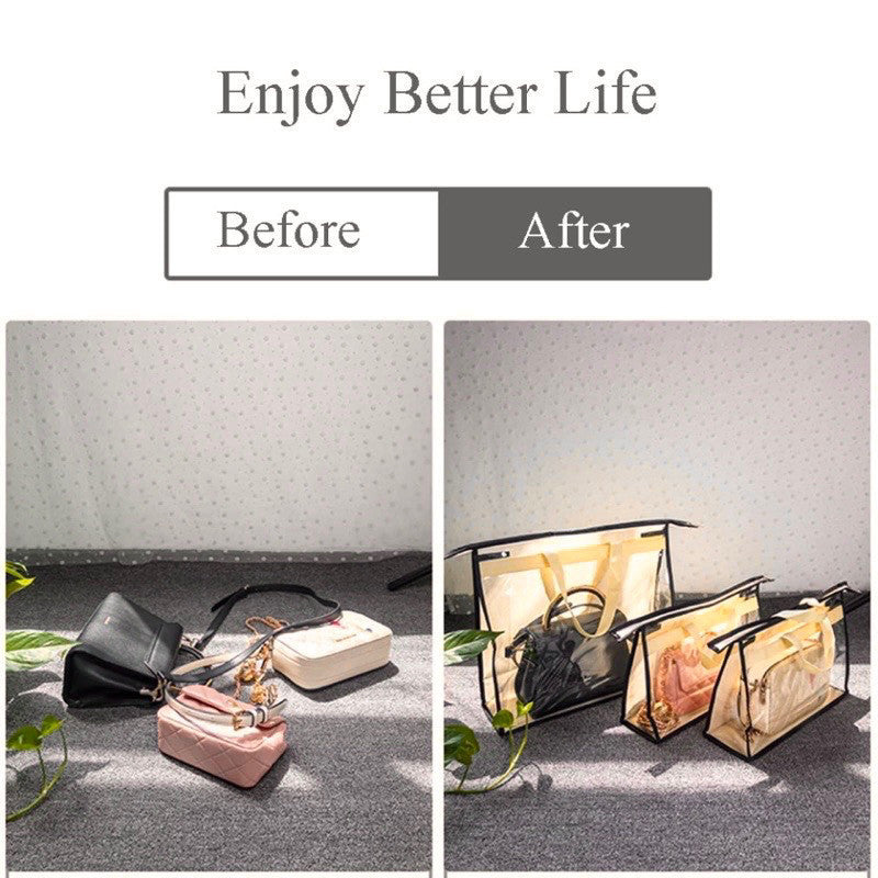 Transparent PVC Handbag Dust Cover Hanging Storage Organizer Closet Protector Wardrobe Bag