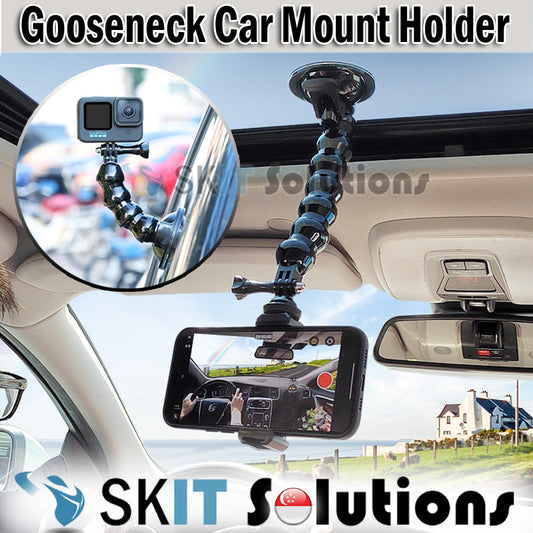 4 / 7-Section Flexible Gooseneck Extension Suction Cup Car Mount Holder with Phone Holder for Gopro Hero, Smart Phones