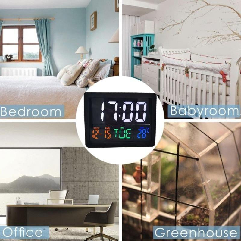 Digital LCD Alarm LED Table Clock with Large Display, BackLight Voice Control, World Time, Timer, Calendar