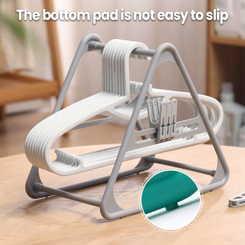 Plastic Hanger Storage Rack Triangle Clothes Organizer Tripod Stand PP Frame for Home Balcony