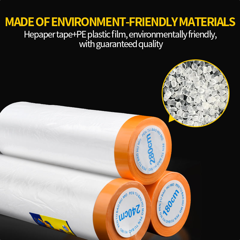 Pre-Tape Masking Film Wall Paint Spray Painting Furniture Renovation Protection Painter Tape Plastic Drop Cloth Sheet