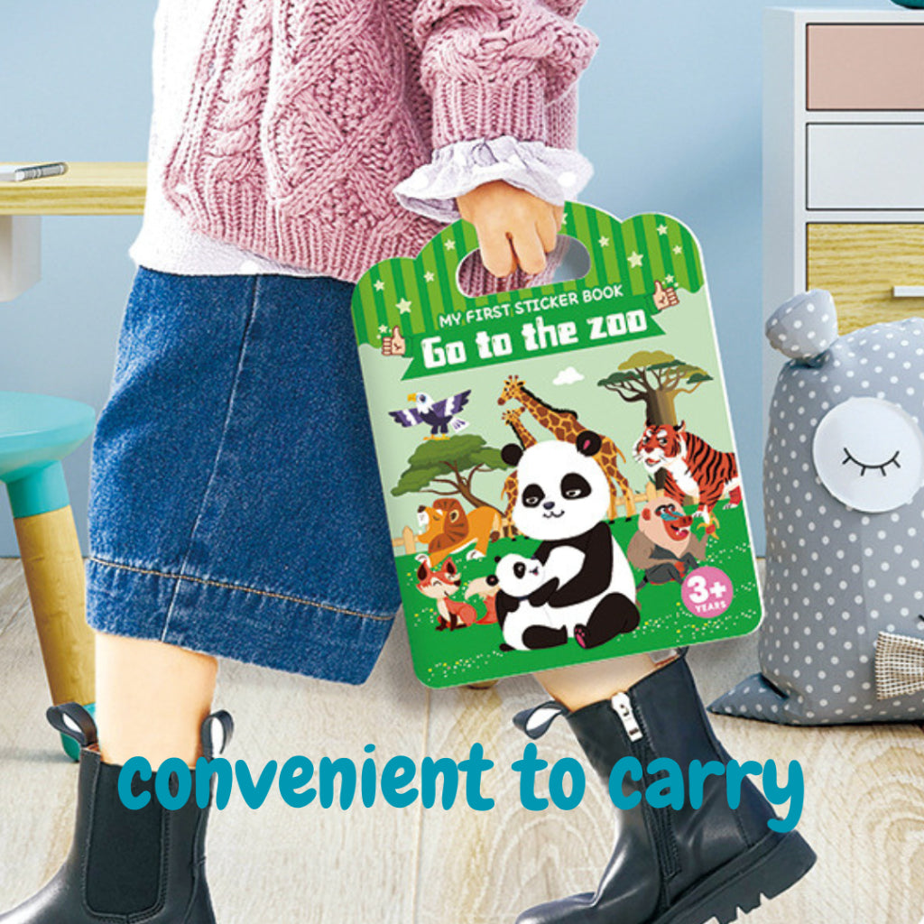 Children's Portable Jelly Sticker Book Reusable Stickers Early Education Educational Painting Cartoon Toys Kids Toddlers
