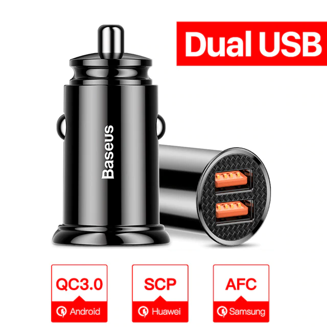 Baseus 30W Quick Charge Type C PD3.0 + QC4.0 USB Car Charger Supercharge SCP QC3.0 QC Fast PD USB C Car Charging Charger