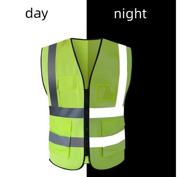 Reflective Safety Vest High Visibility Traffic Multi-Pocket Breathable Work Outdoor Night Cycling